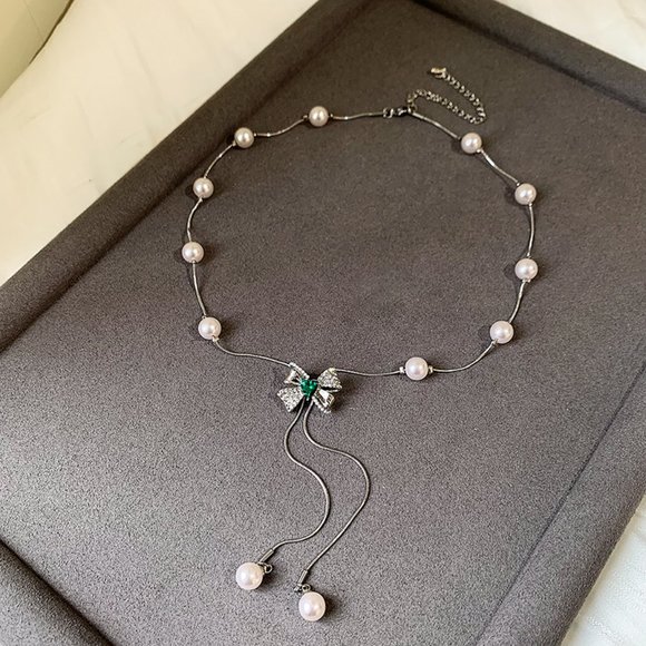 GOLICC Zircon Butterfly Pearl Necklace - Picture 1 of 11